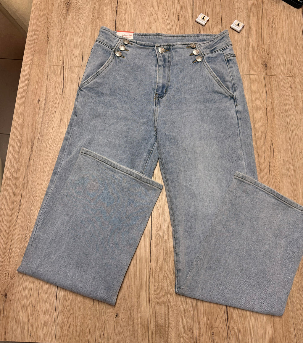 Jeans con Bottoni Laterali