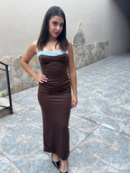 Abito lungo effetto satin