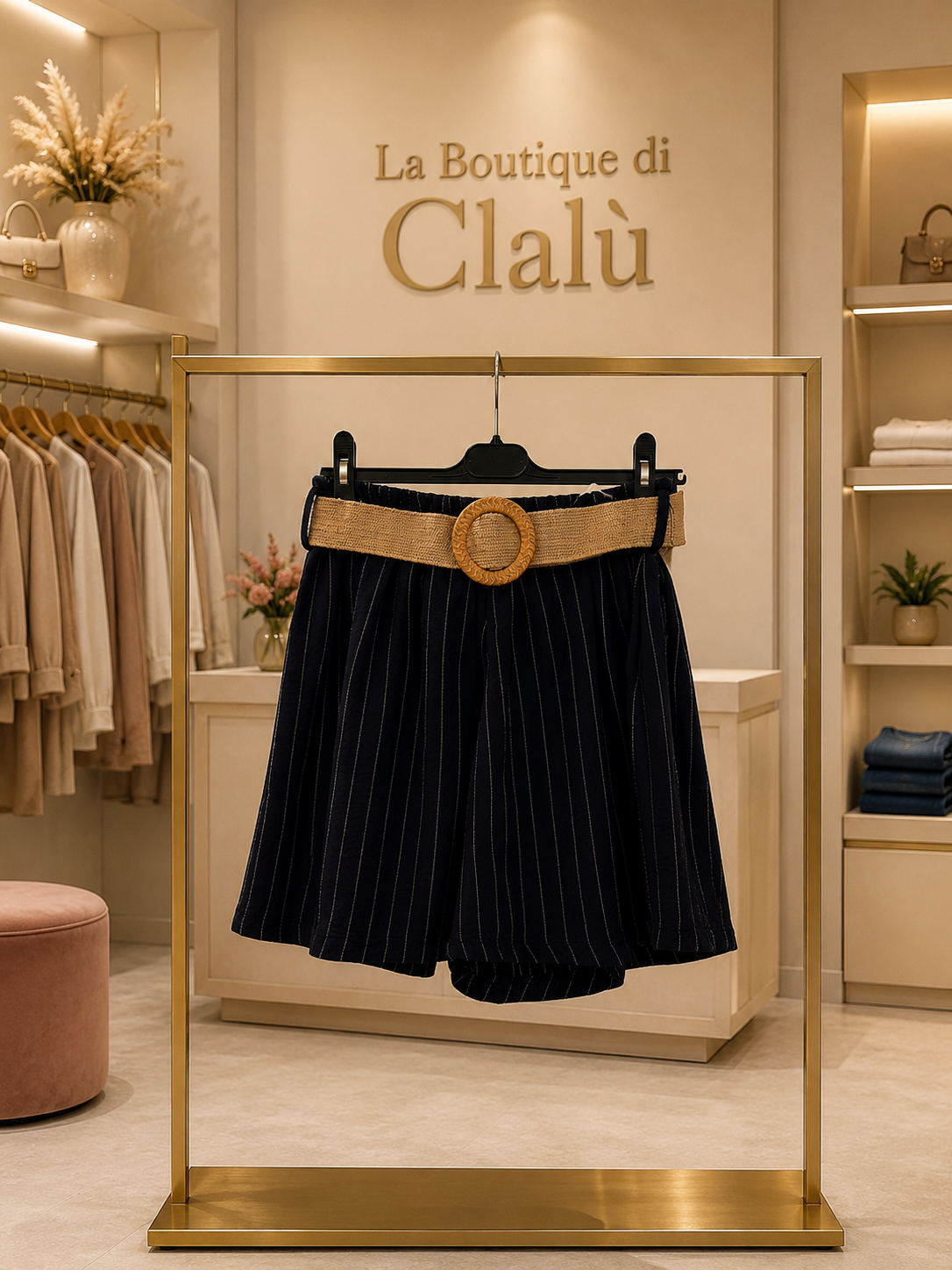 Pantaloncino nero gessato