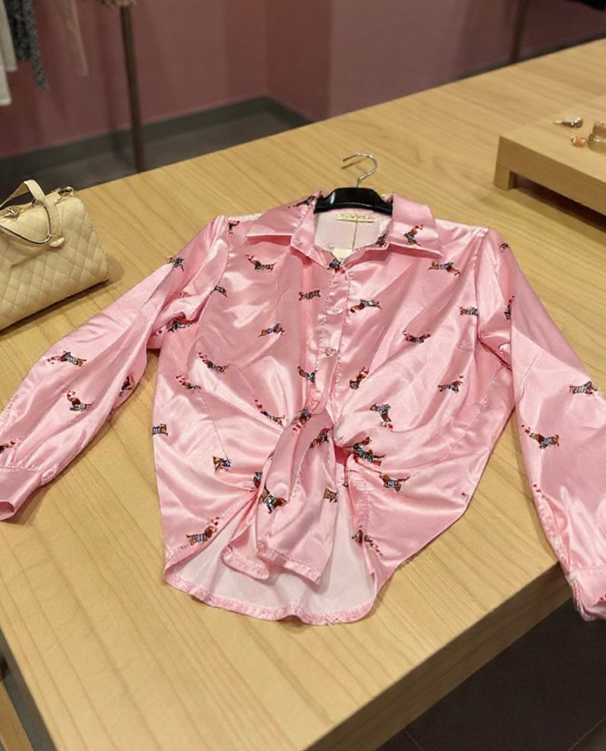 Camicia bassotti rosa e marron