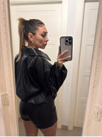 Completo Noir Rebel – Bomber Oversize & gonna Ecopelle