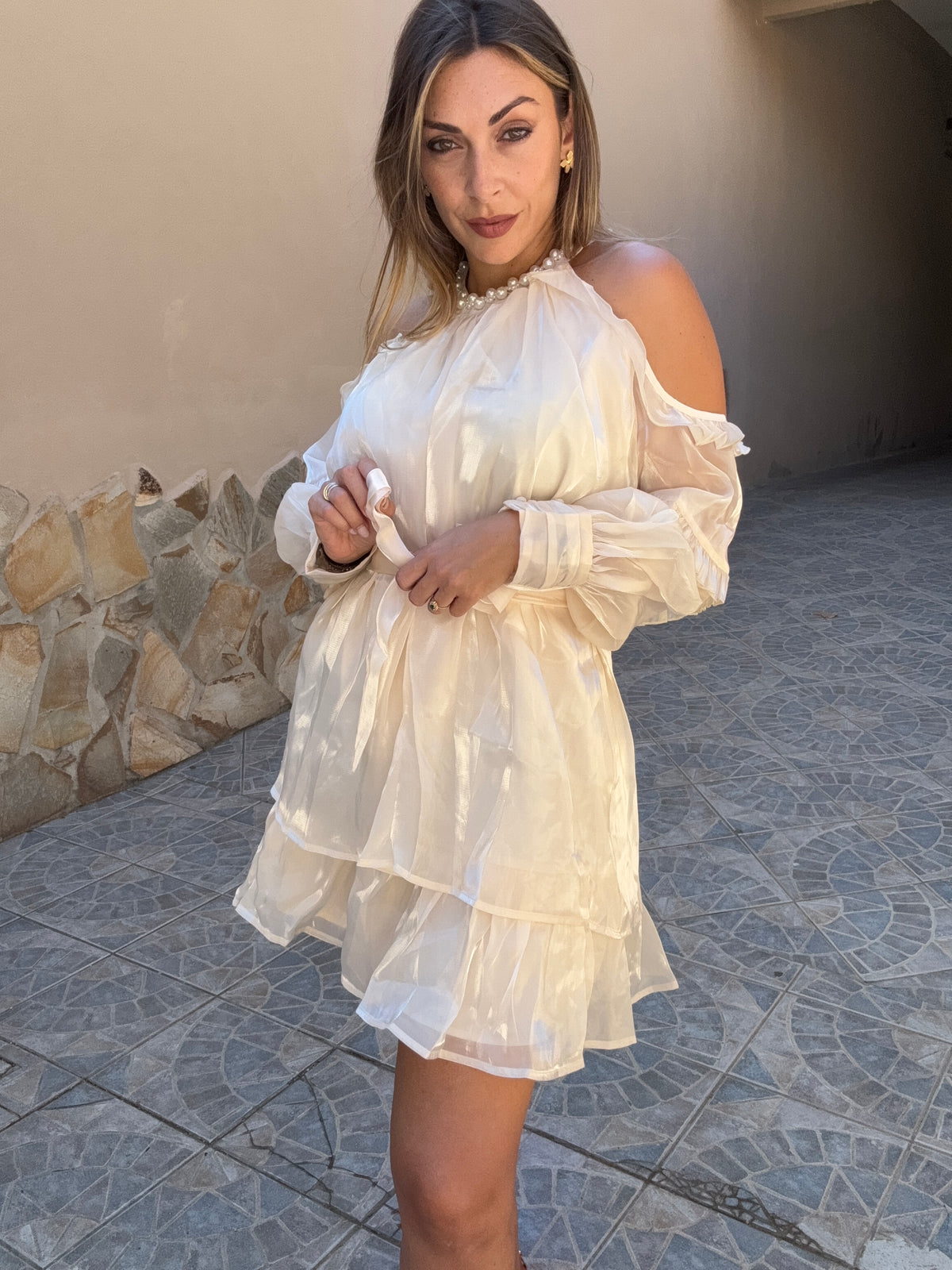 Vestitino romantico con perle