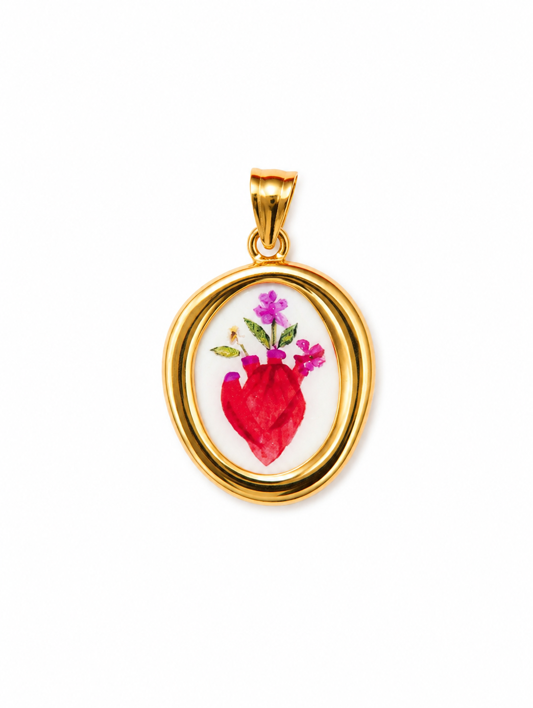 Ciondolo cuore in fiore