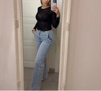 Jeans con Bottoni Laterali