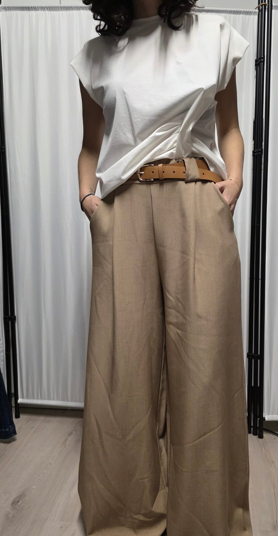 Pantalone palazzo beige