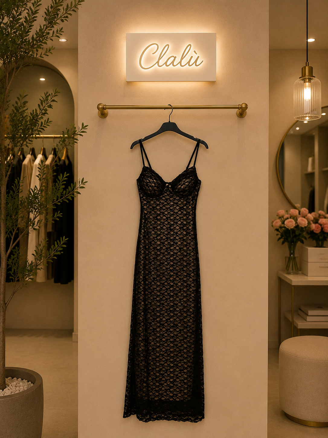Abito Lungo Elegance in Pizzo Nero