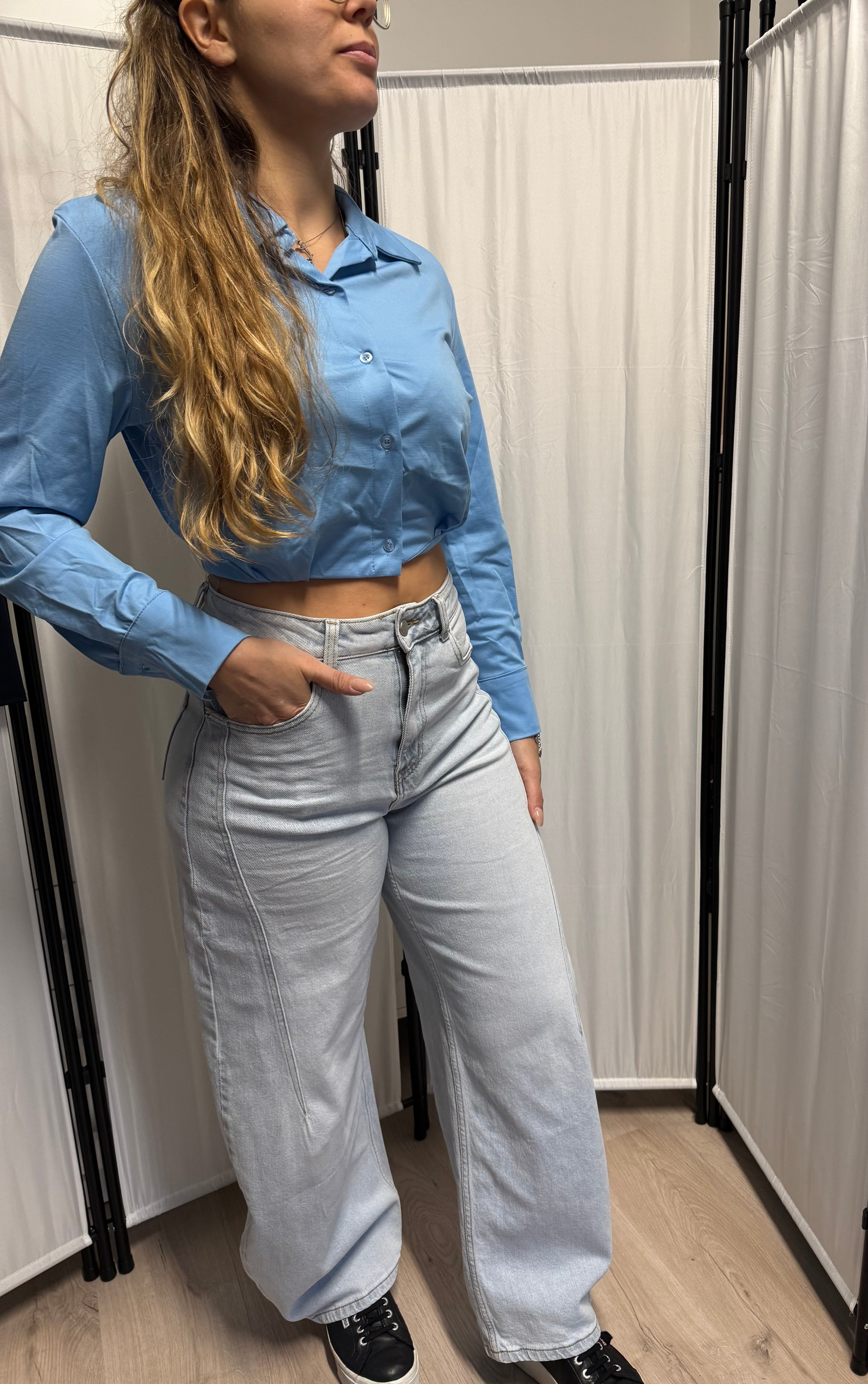 Camicia Crop Azzurra