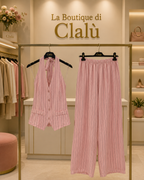 Completo rigato rosa – Top + Pantalone