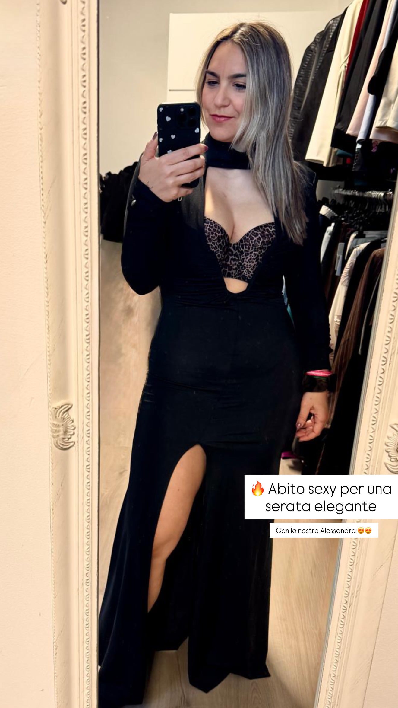 Abito Venere Noir con spacco