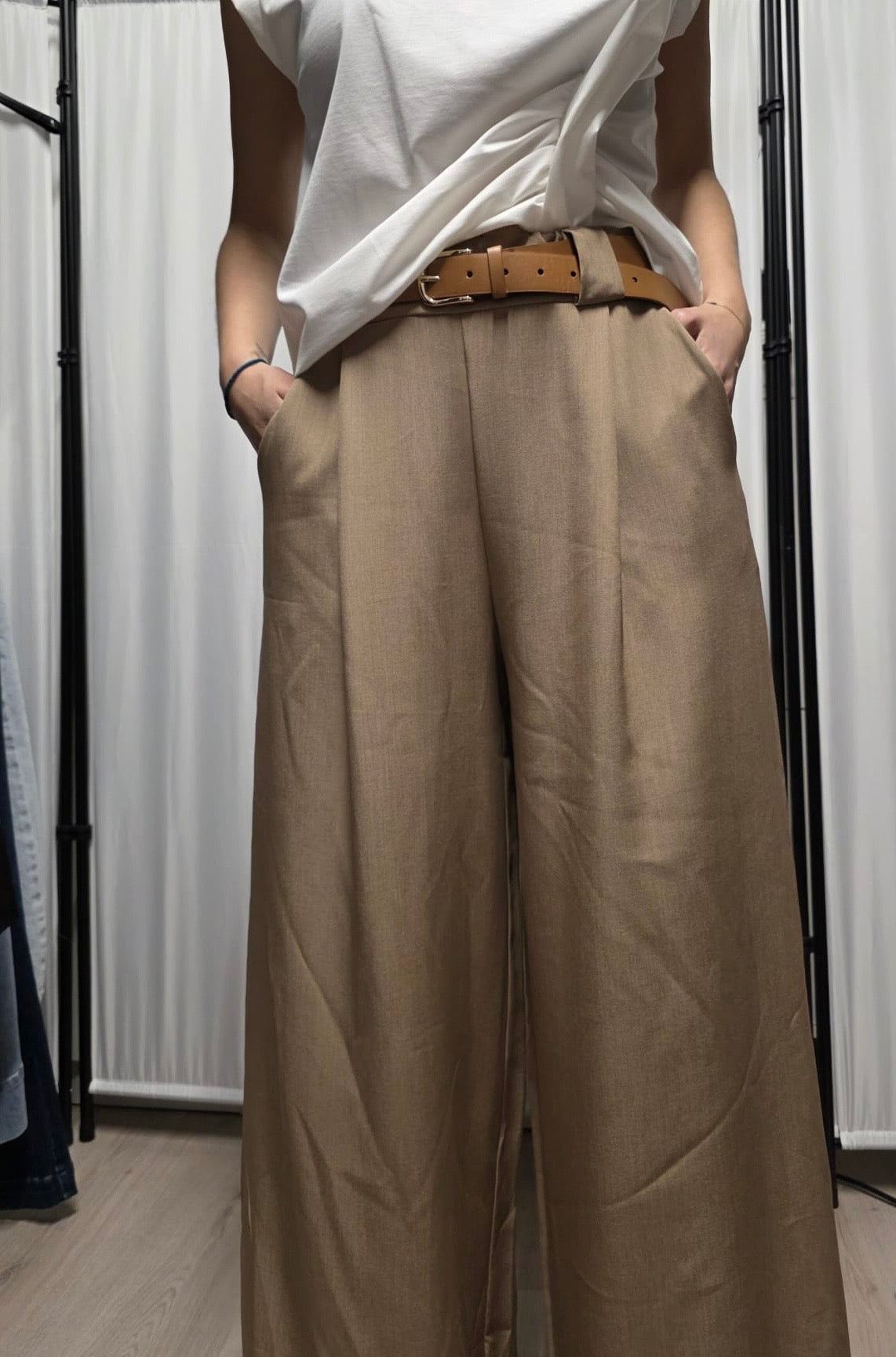 Pantalone palazzo beige