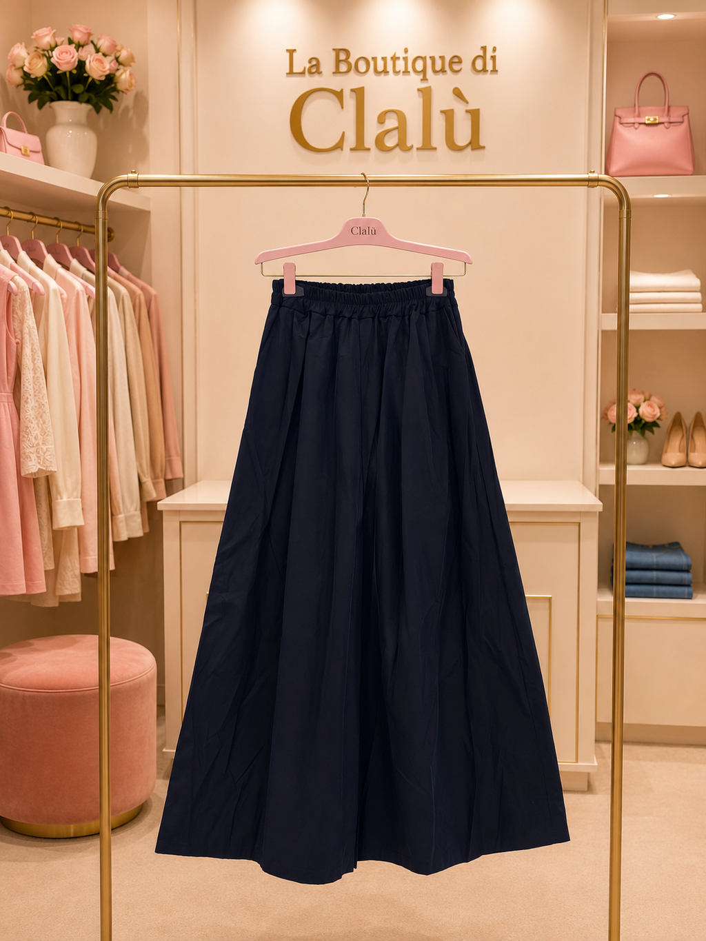 Pantalone ampio palazzo blu navy