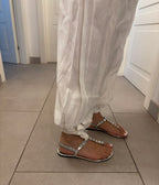 Pantalone Bianco Morbido con Fiocchi
