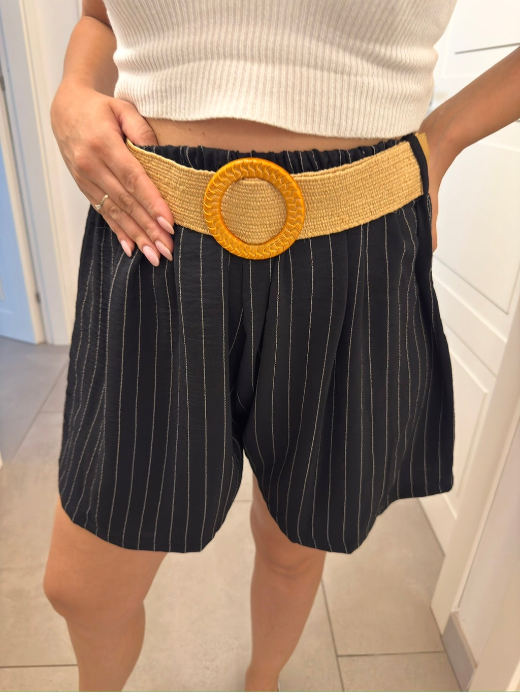 Pantaloncino nero gessato