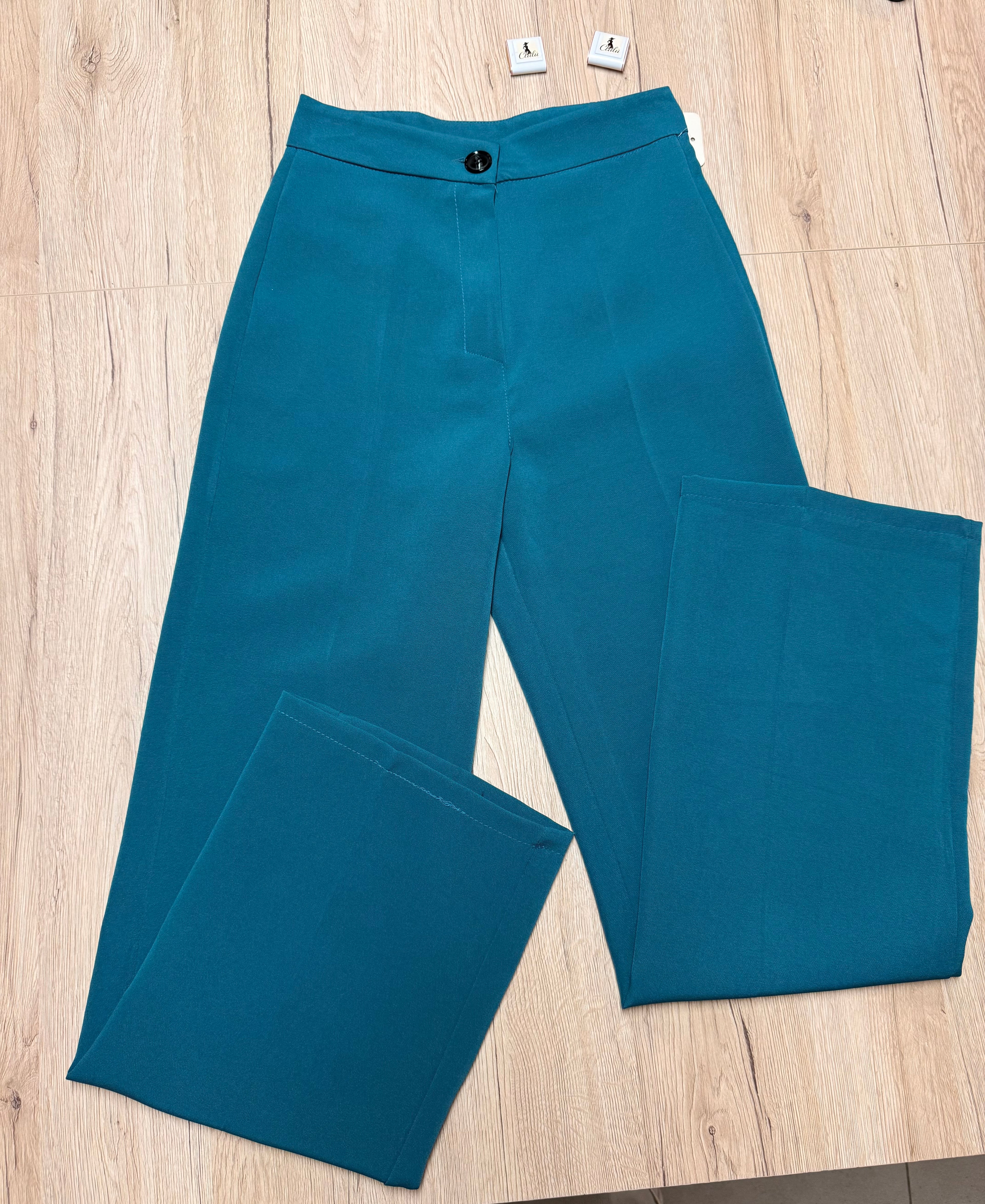 Pantalone Palazzo Verde Petrolio