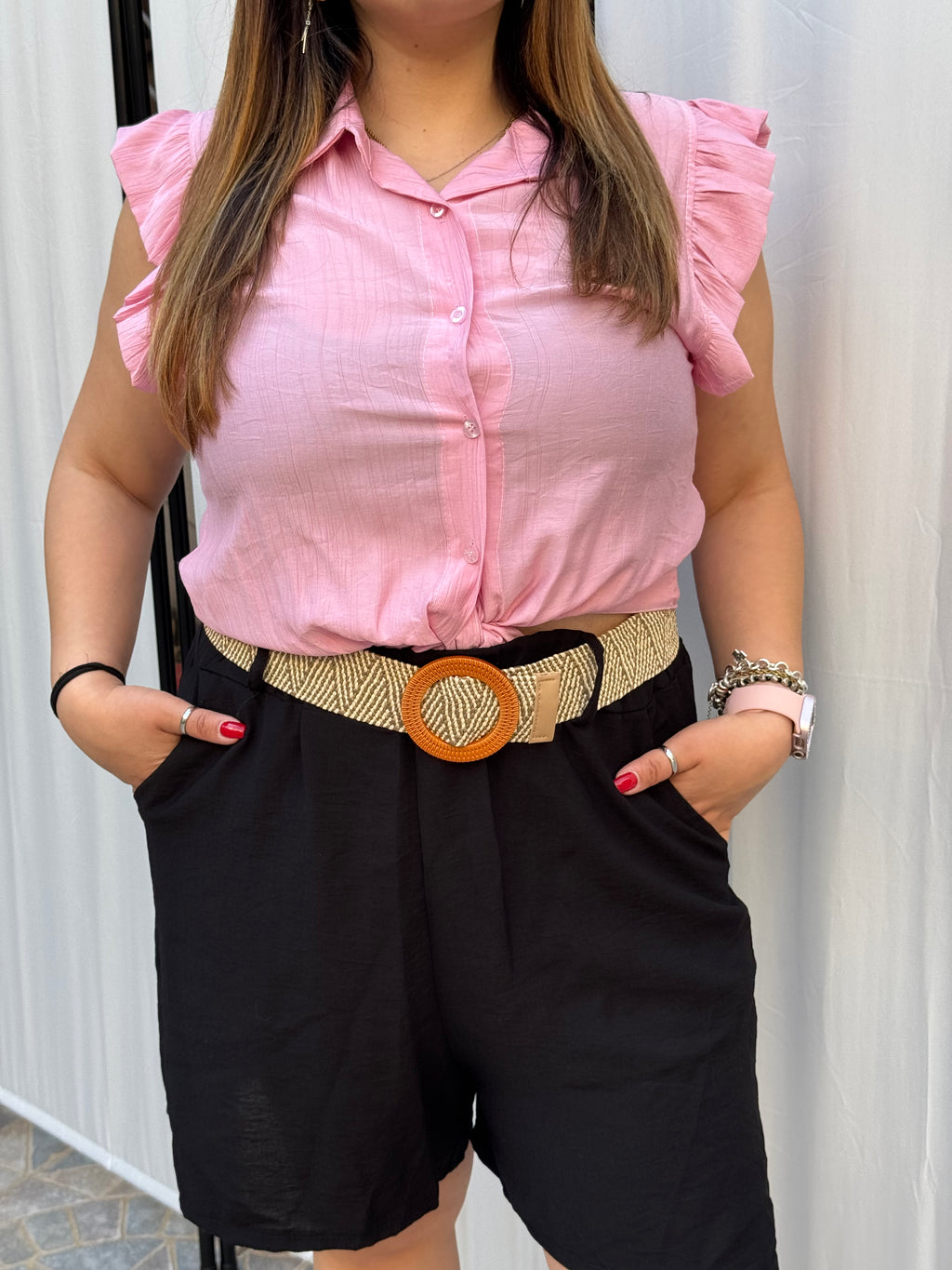 Camicia Rosa Rouches
