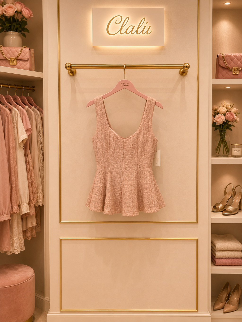 Top Peplum Rosa Cipria