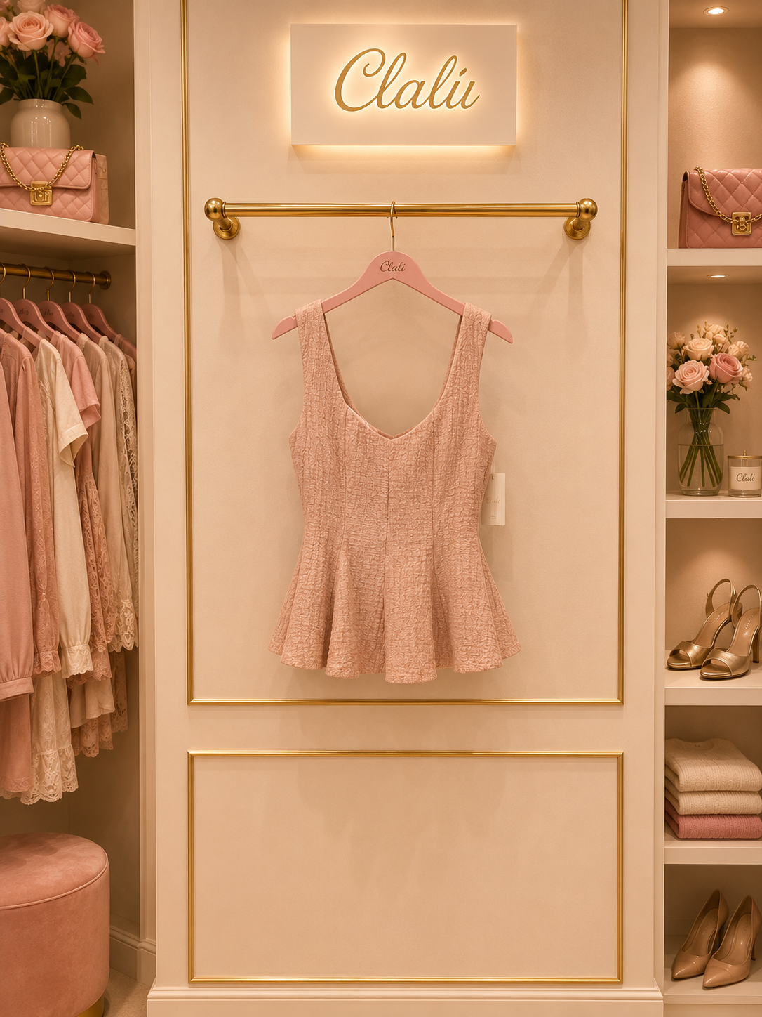 Top Peplum Rosa Cipria