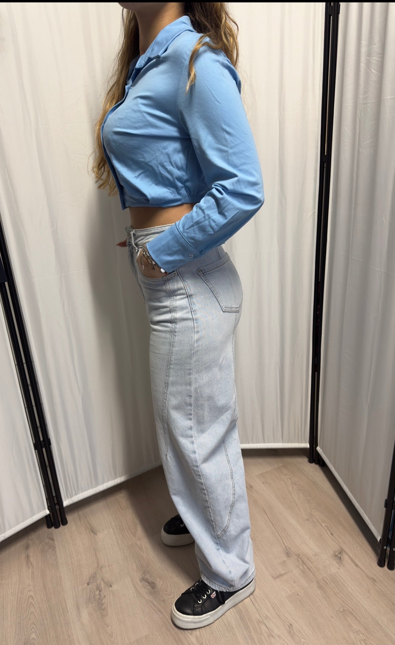 Camicia Crop Azzurra