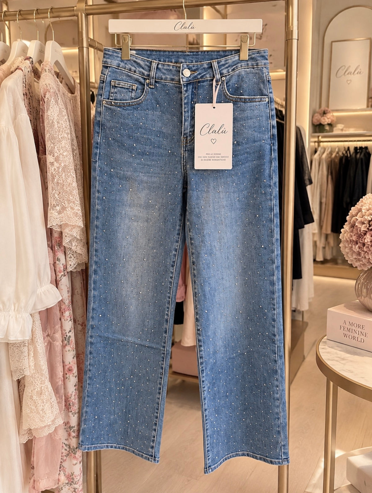 Jeans Curvy blu con i brillantini
