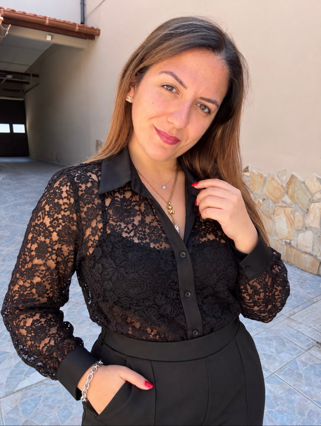 Camicia Curvy in Pizzo
