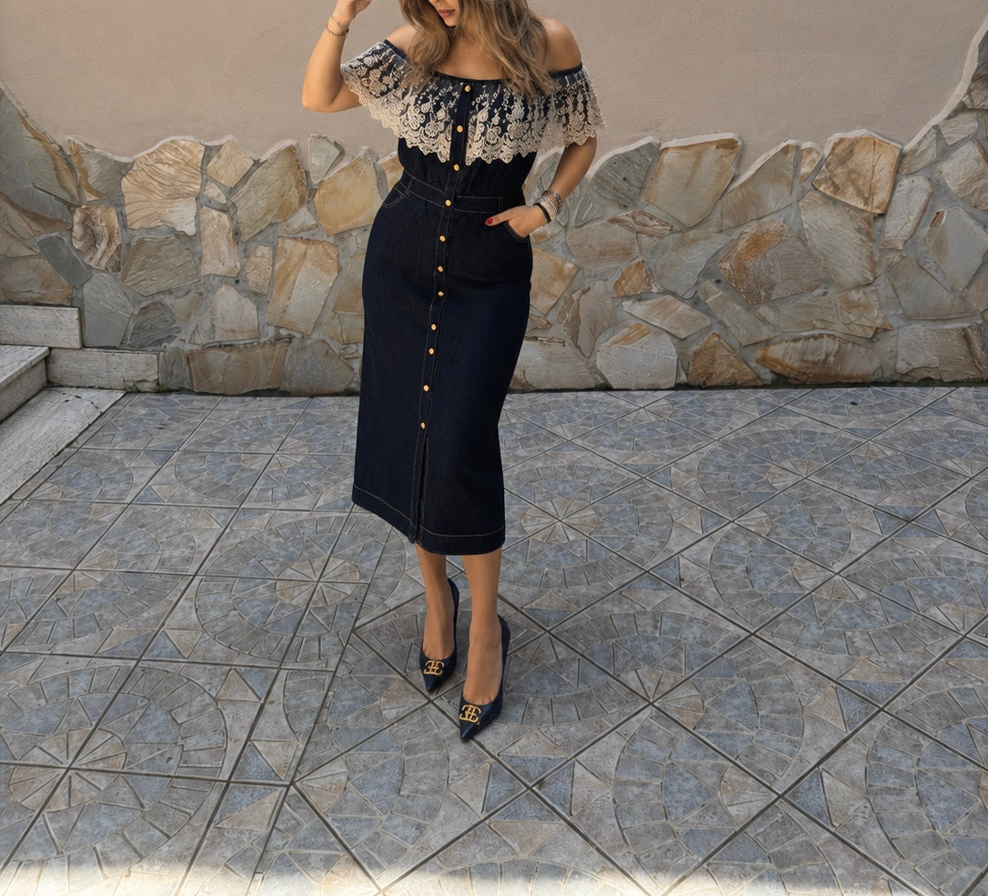 Abito Denim Lace