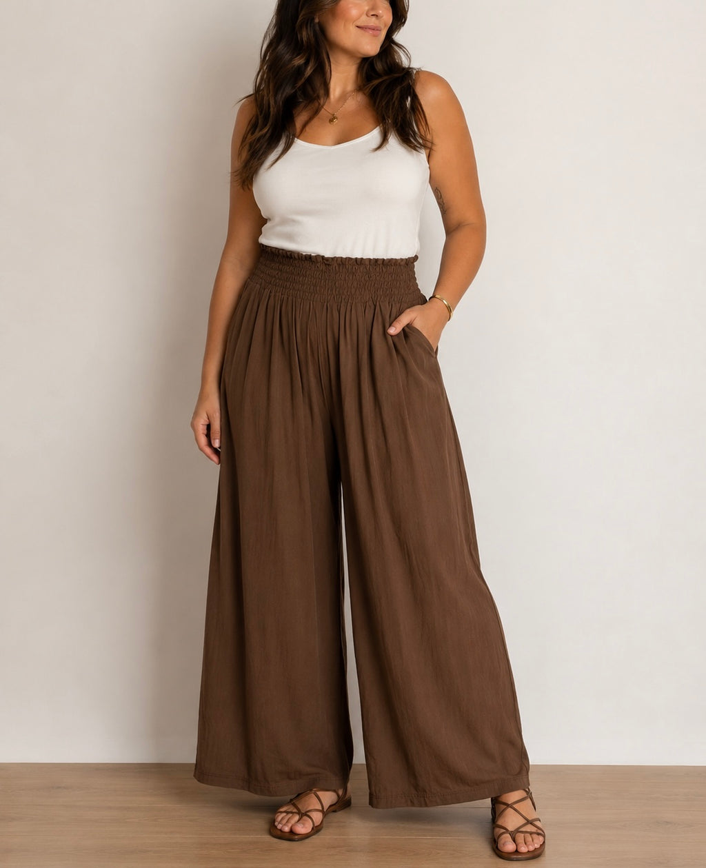 Pantalone morbido elasticizzato marron