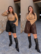 Shorts Curvy in Ecopelle