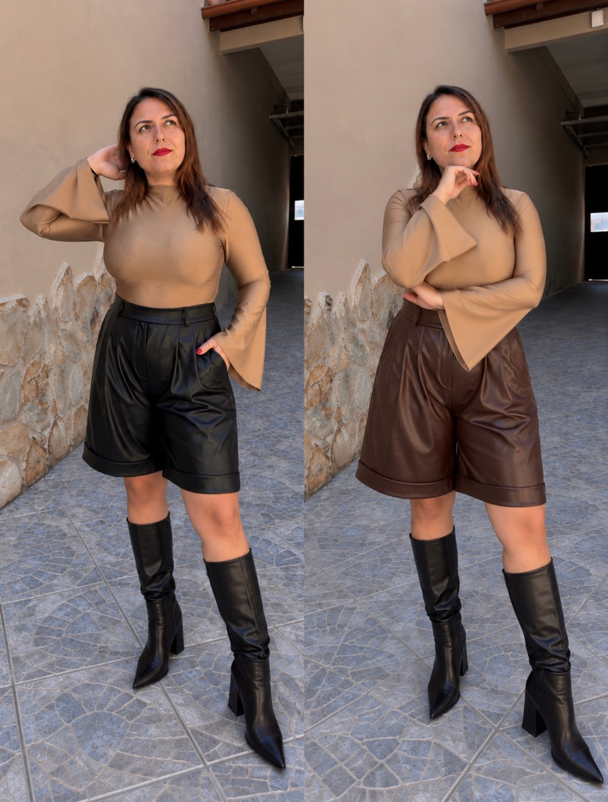 Shorts Curvy in Ecopelle
