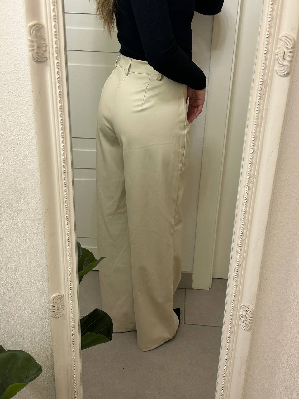 Pantalone Palazzo ecopelle Beige
