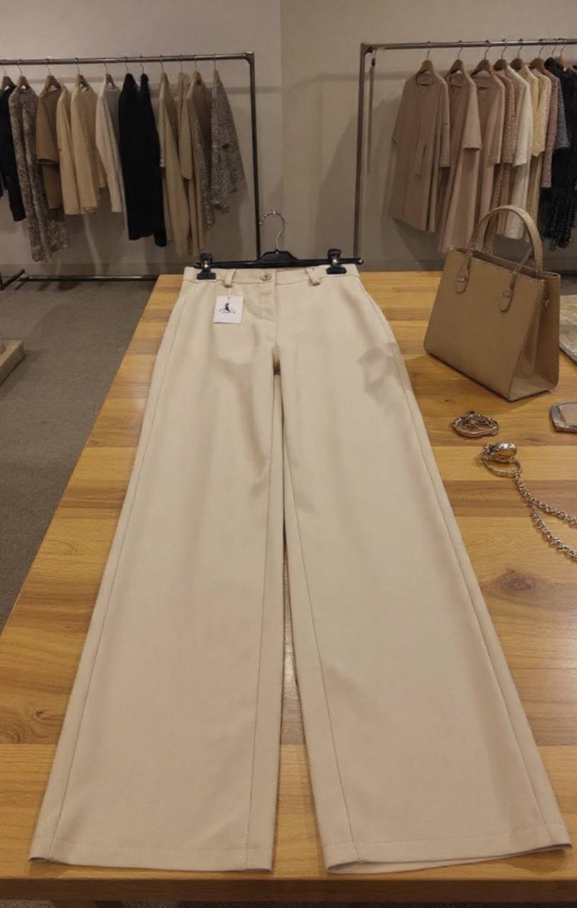 Pantalone Palazzo ecopelle Beige