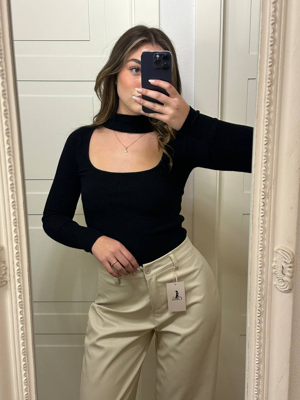 Maglia Cut-Out Rib Black