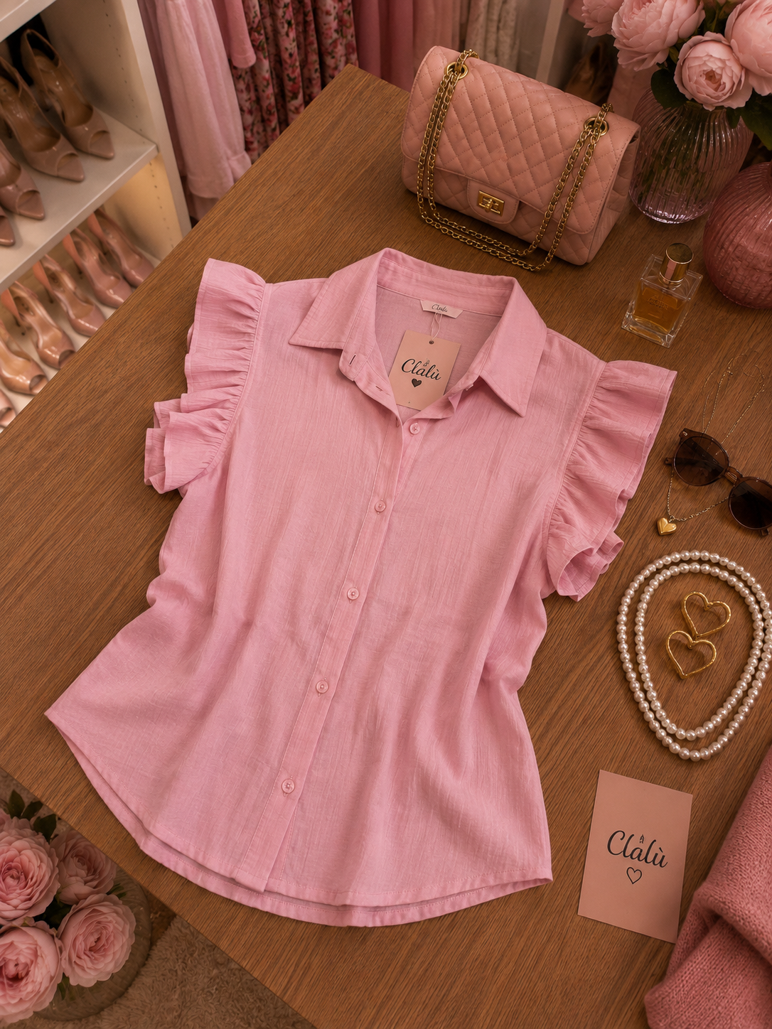 Camicia Rosa Rouches