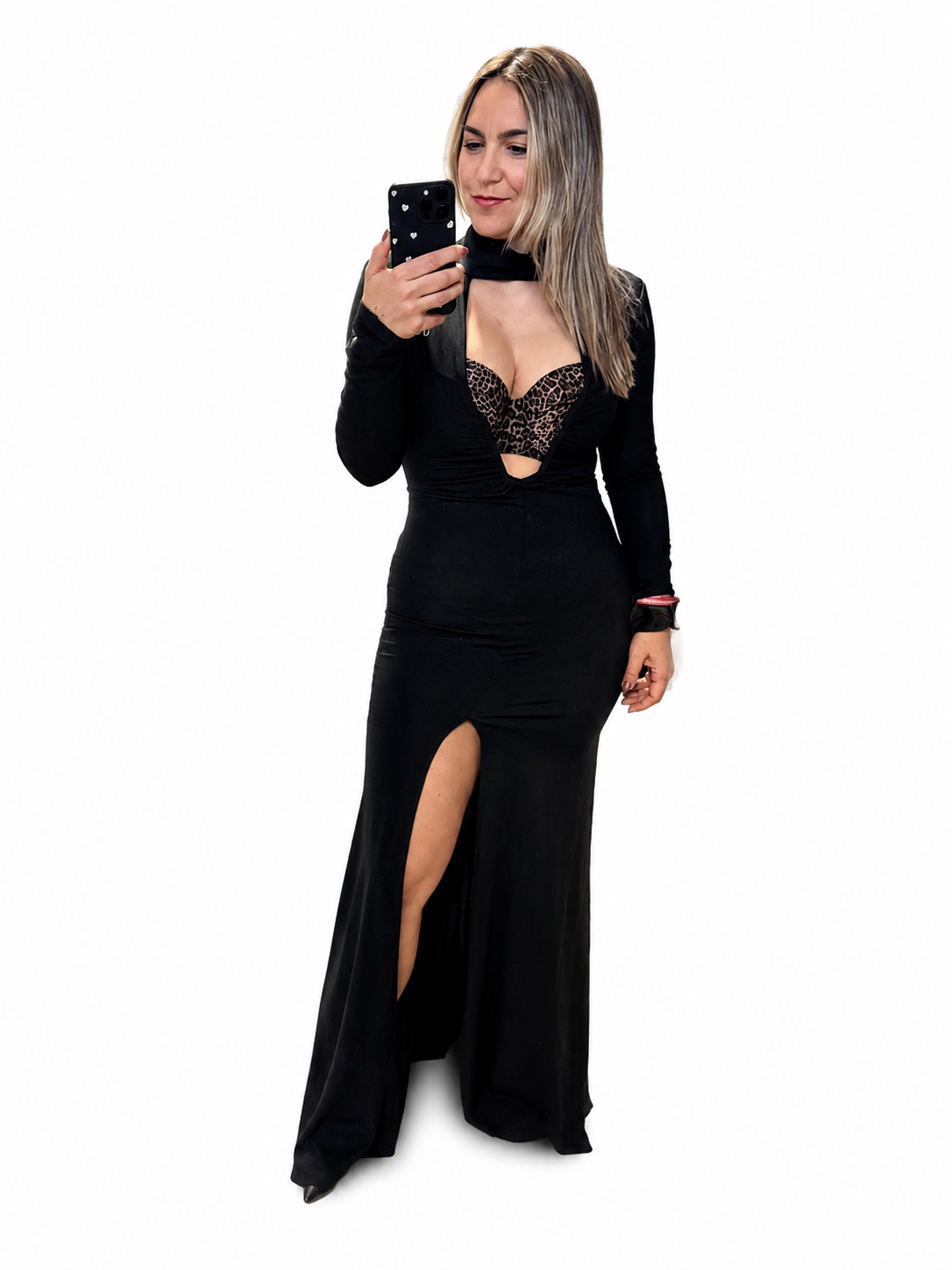 Abito Venere Noir con spacco