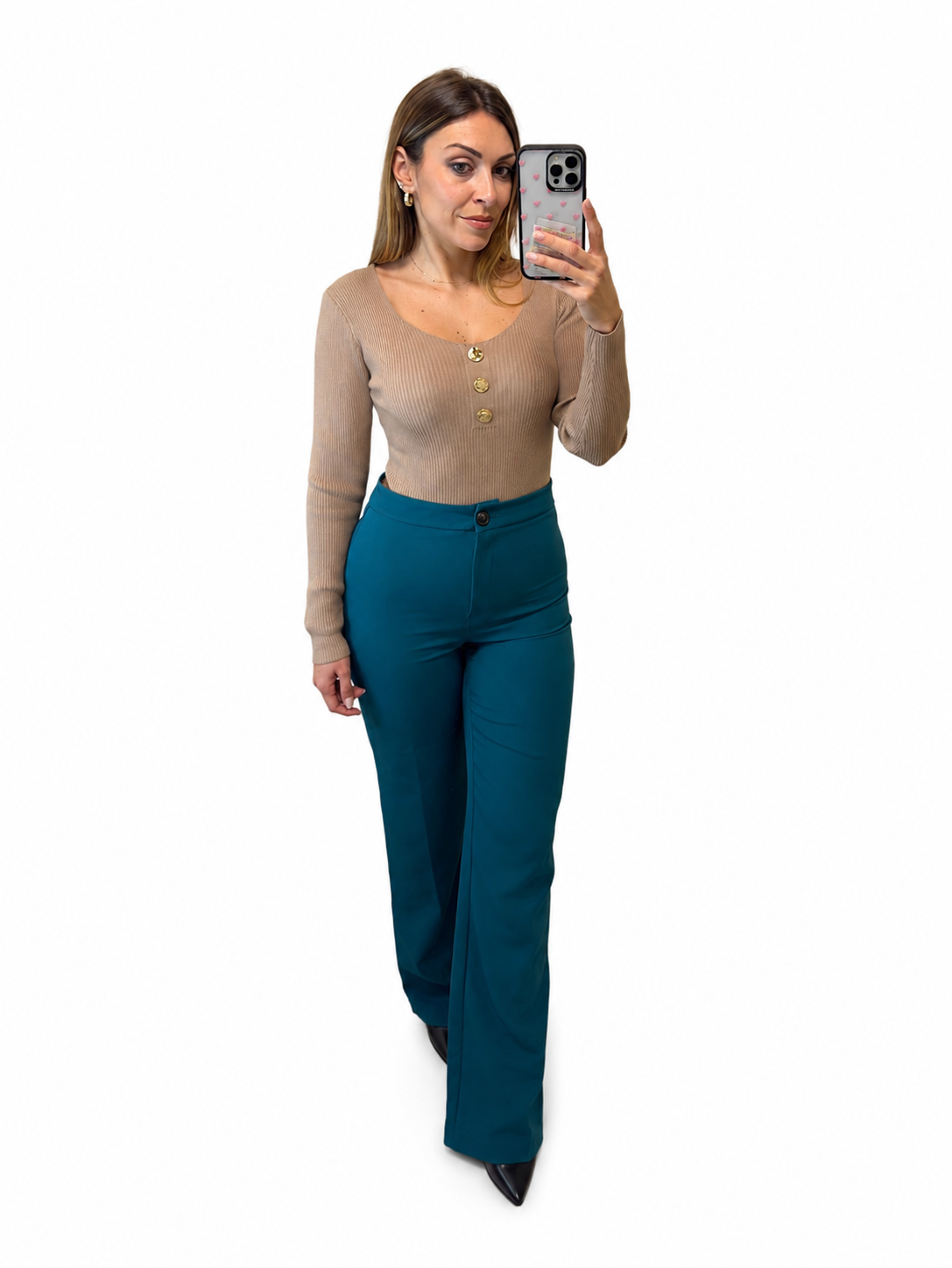 Pantalone Palazzo Verde Petrolio