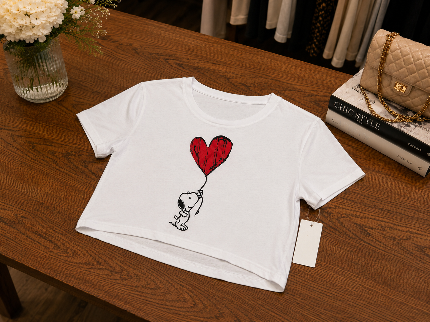 T-shirt crop “Snoopy Love”