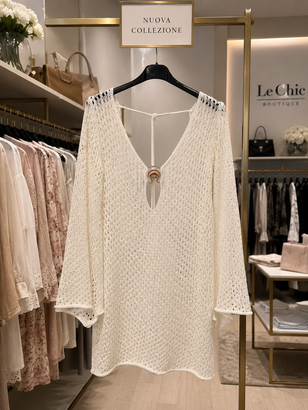Vestito crochet panna
