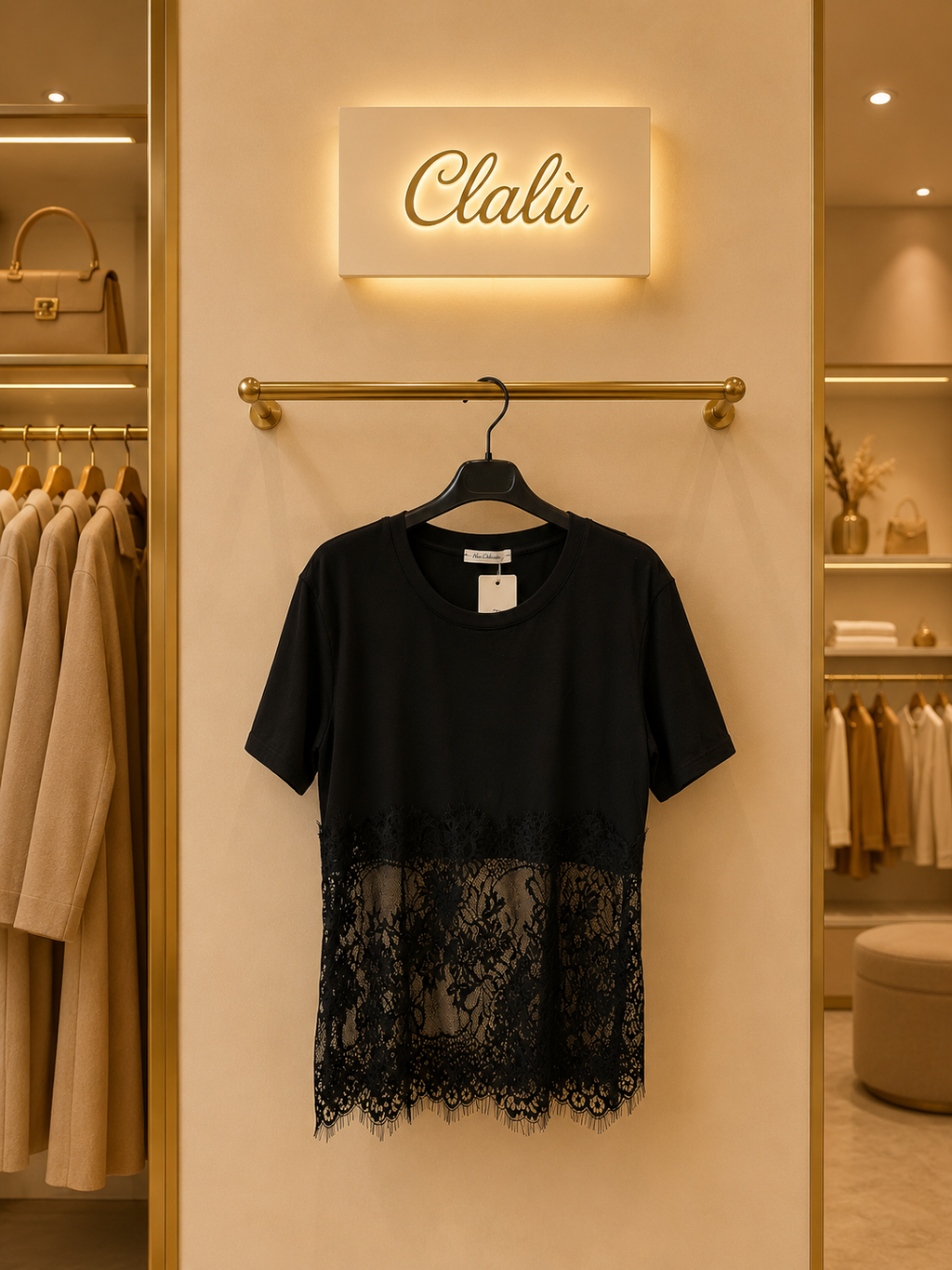 Maglia in pizzo bicolore
