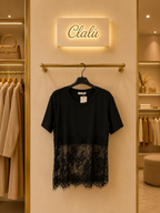 Maglia in pizzo bicolore
