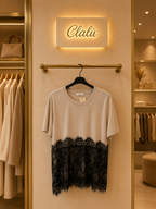 Maglia in pizzo bicolore