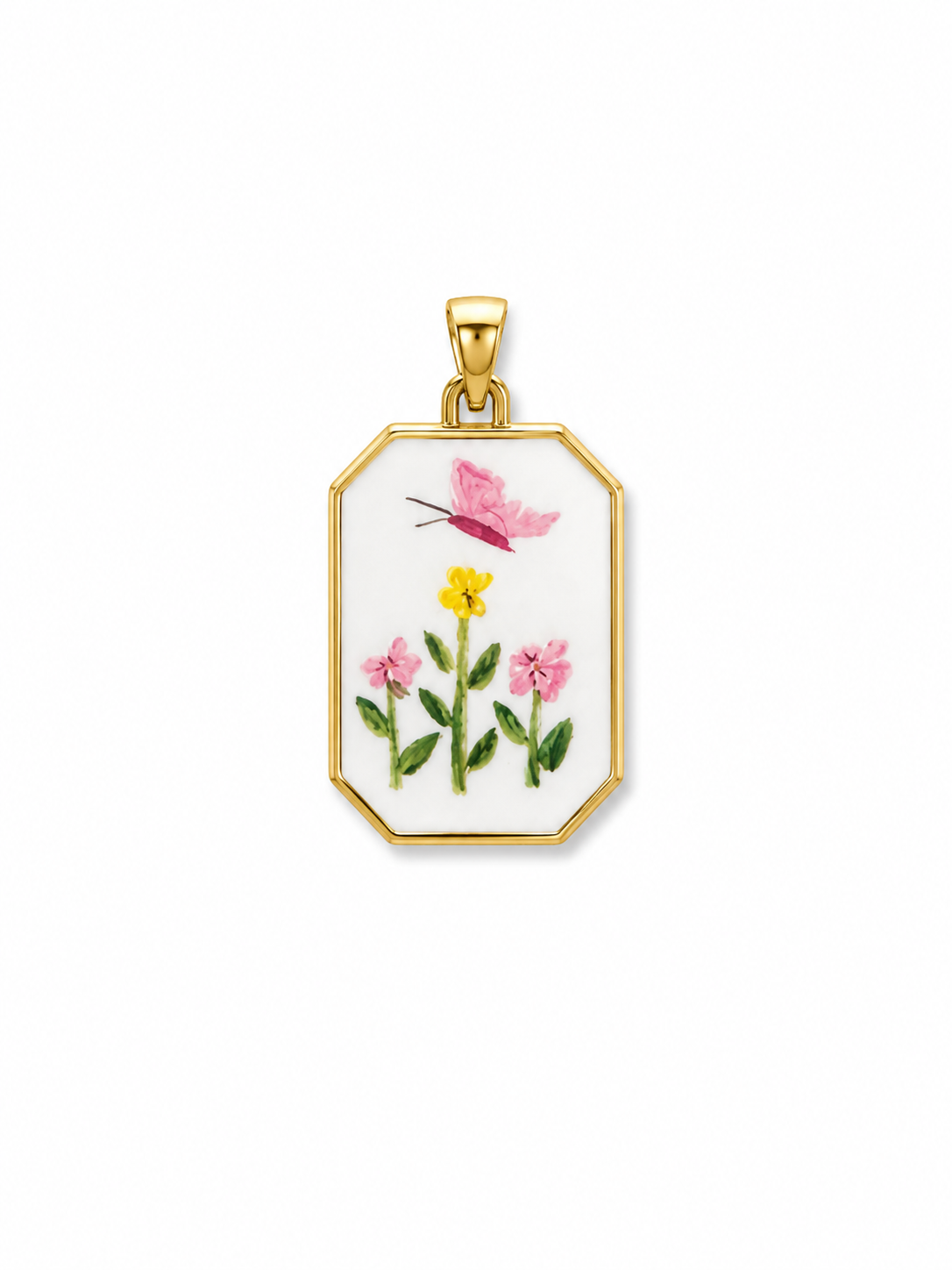 Ciondolo con farfalla e fiori