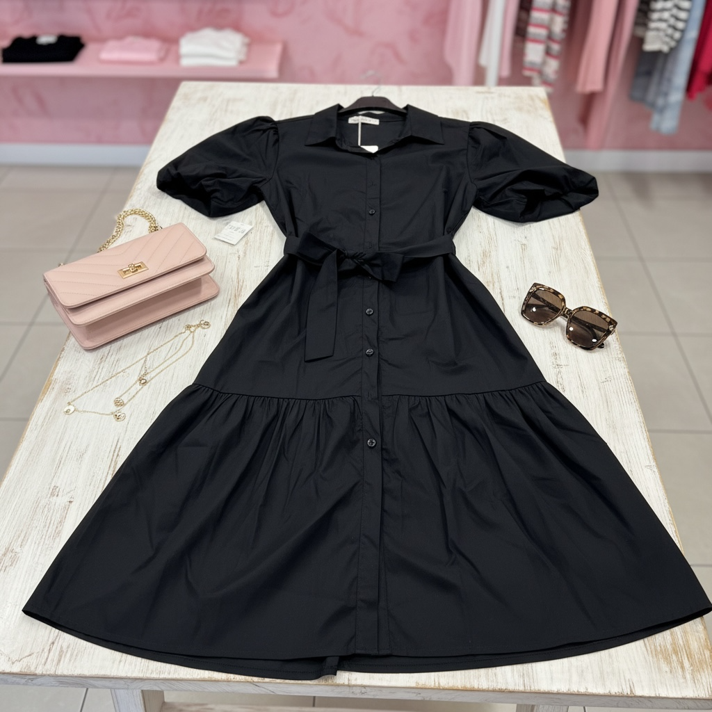 Abito camicia con Fiocco in Vita