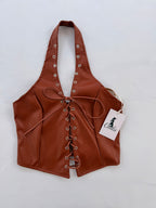 “Rebel Chic” – Top in Ecopelle con Lacci